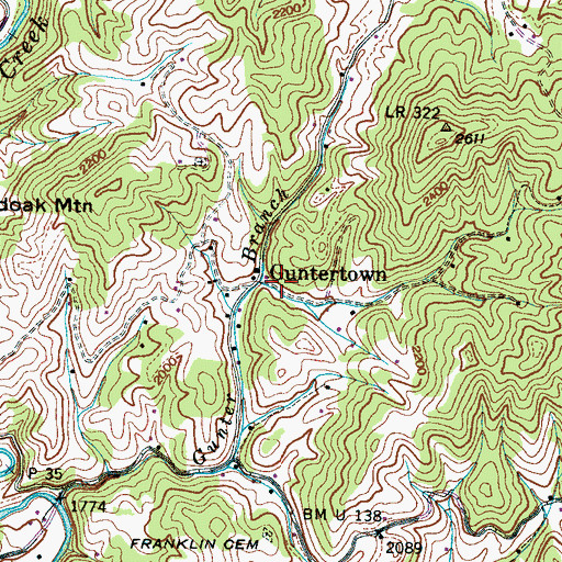 Topographic Map of Guntertown, NC