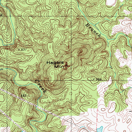 Topographic Map of Hagers Mountain, NC