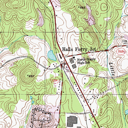 Topographic Map of Halls Ferry Junction, NC