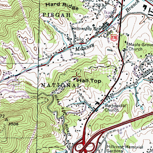 Topographic Map of Hall Top, NC