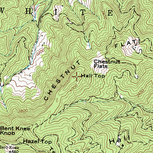 Topographic Map of Hall Top, NC