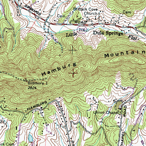 Topographic Map of Hamburg Mountain, NC