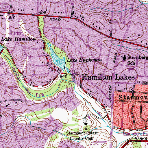 Topographic Map of Hamilton Lakes, NC