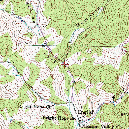 Topographic Map of Hampton Creek, NC