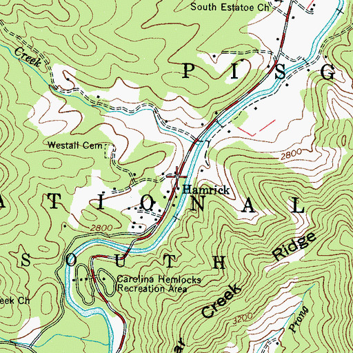 Topographic Map of Hamrick, NC