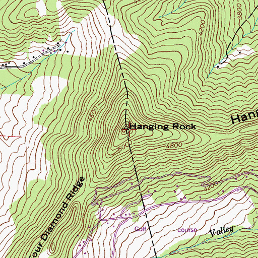 Topographic Map of Hanging Rock, NC