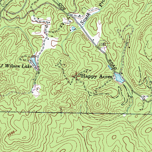 Topographic Map of Happy Acres, NC