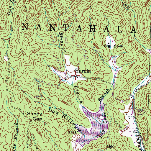 Topographic Map of Hardin, NC