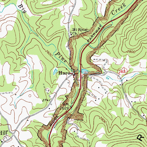 Topographic Map of Hare, NC