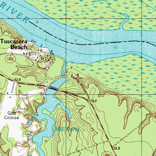 Topographic Map of Harrells Mill, NC