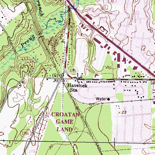 Topographic Map of Havelock Station, NC