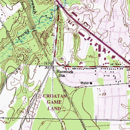 Topographic Map of Havelock Station, NC