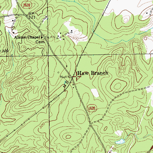 Topographic Map of Haw Branch, NC