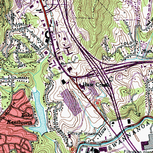 Topographic Map of Haw Creek, NC