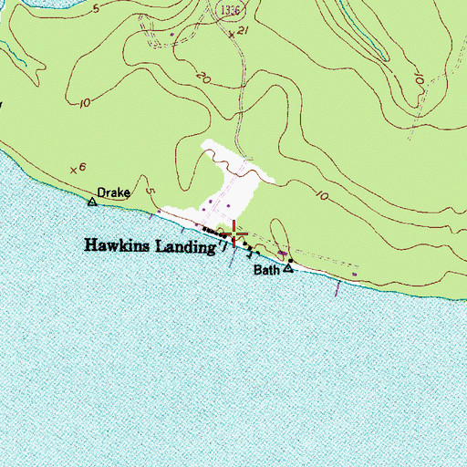 Topographic Map of Hawkins Landing, NC