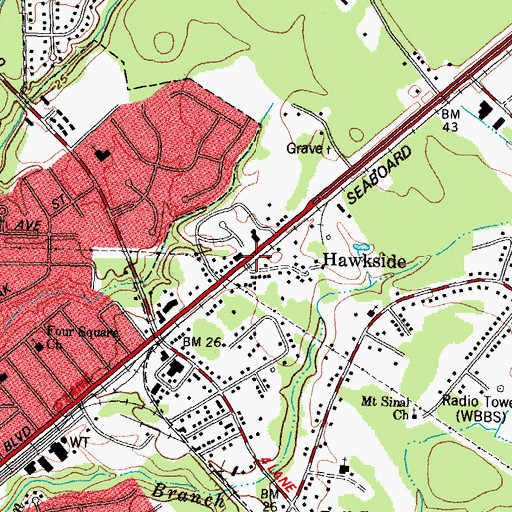 Topographic Map of Hawkside, NC