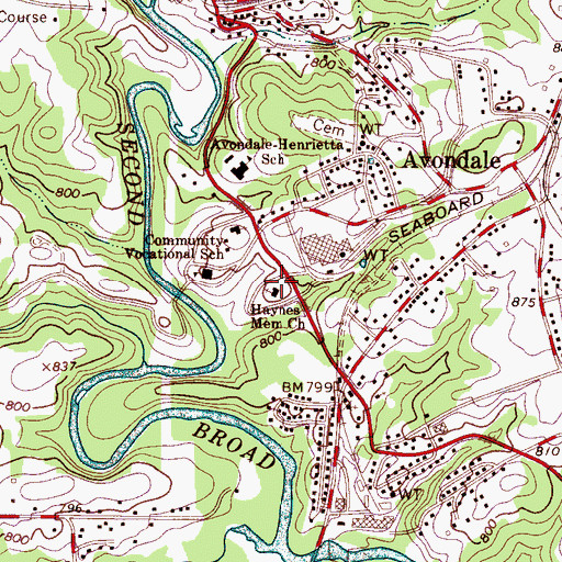 Topographic Map of Haynes Memorial Church, NC
