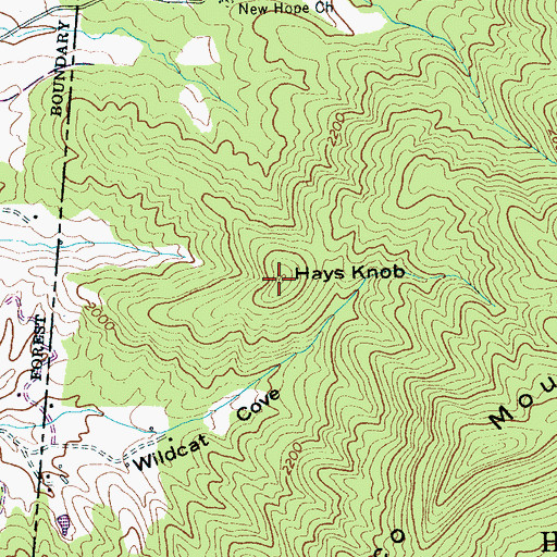 Topographic Map of Hays Knob, NC