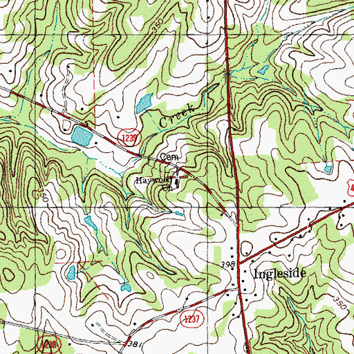 Topographic Map of Haywood Church, NC