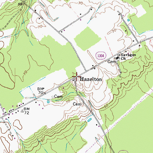 Topographic Map of Hazelton, NC