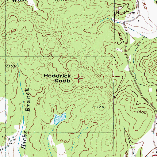 Topographic Map of Heddrick Knob, NC