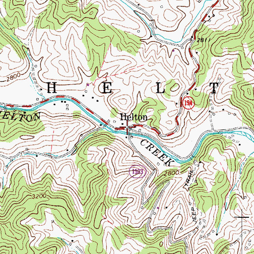Topographic Map of Helton, NC