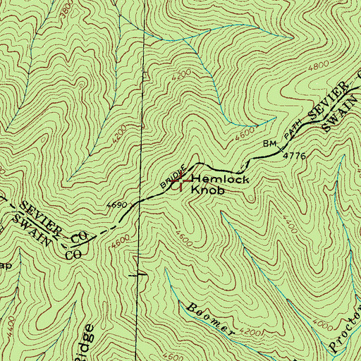 Topographic Map of Hemlock Knob, NC