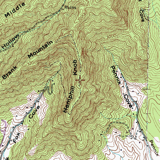 Topographic Map of Hemphill Knob, NC