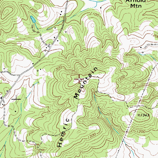 Topographic Map of Hemric Mountain, NC