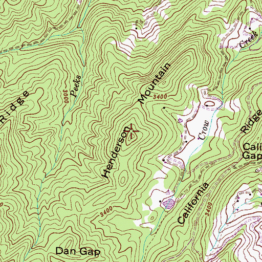 Topographic Map of Henderson Mountain, NC