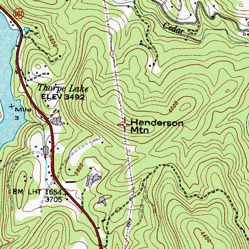 Topographic Map of Henderson Mountain, NC