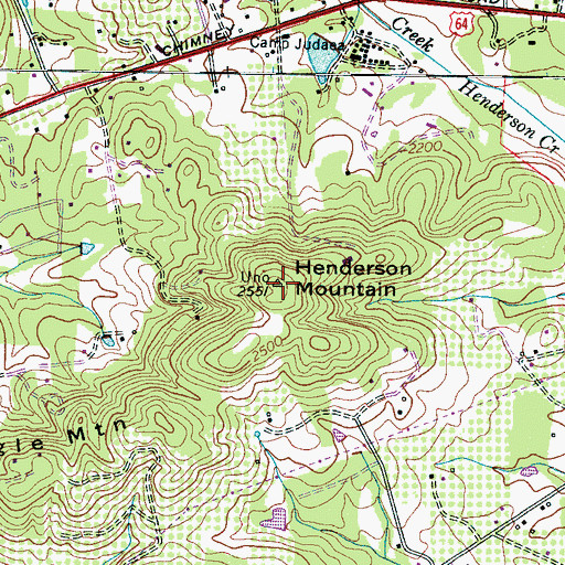 Topographic Map of Henderson Mountain, NC