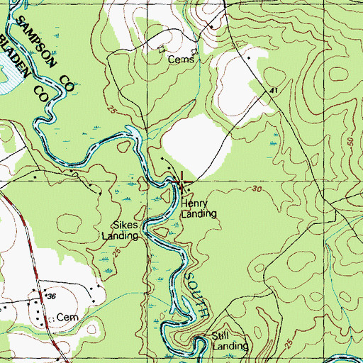 Topographic Map of Henry Landing, NC