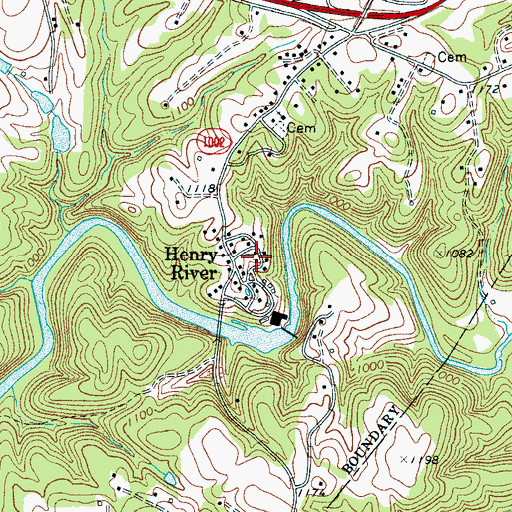 Topographic Map of Henry River, NC