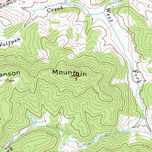 Topographic Map of Henson Mountain, NC