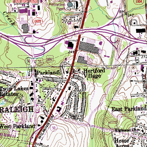 Topographic Map of Hertford Village, NC