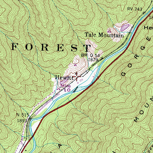 Topographic Map of Hewitt, NC