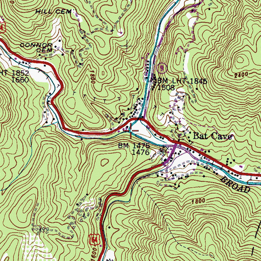 Topographic Map of Hickory Creek, NC
