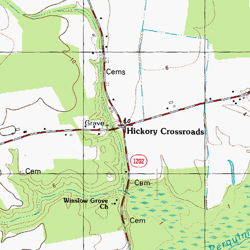 Topographic Map of Hickory Crossroads, NC