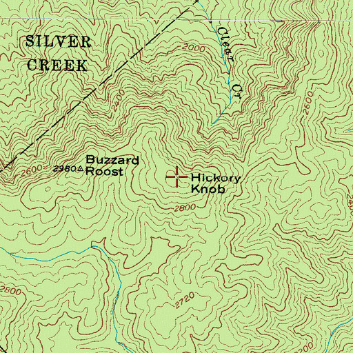 Topographic Map of Hickory Knob, NC