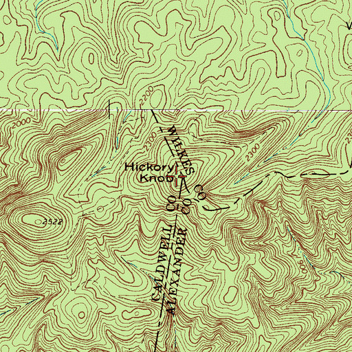 Topographic Map of Hickory Knob, NC