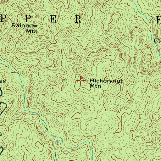 Topographic Map of Hickorynut Mountain, NC