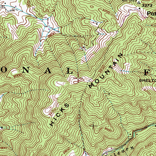 Topographic Map of Hicks Mountain, NC