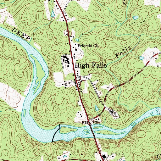 Topographic Map of High Falls, NC