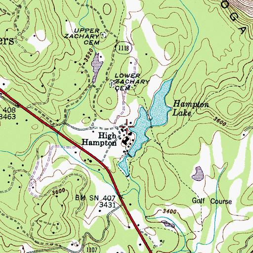 Topographic Map of High Hampton, NC