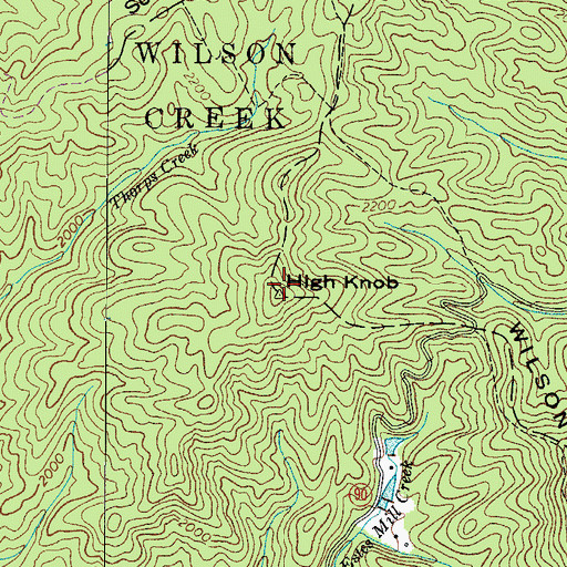 Topographic Map of High Knob, NC