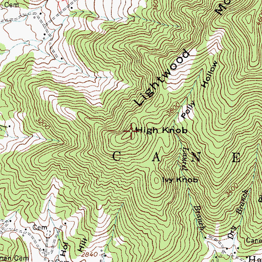 Topographic Map of High Knob, NC