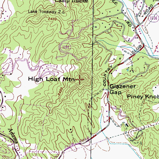 Topographic Map of High Loaf Mountain, NC