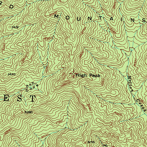 Topographic Map of High Peak, NC