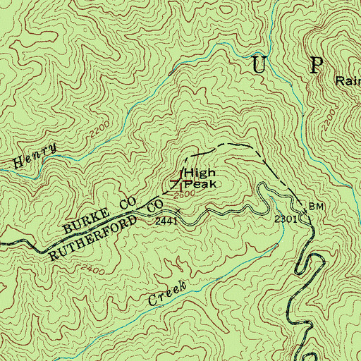 Topographic Map of High Peak, NC